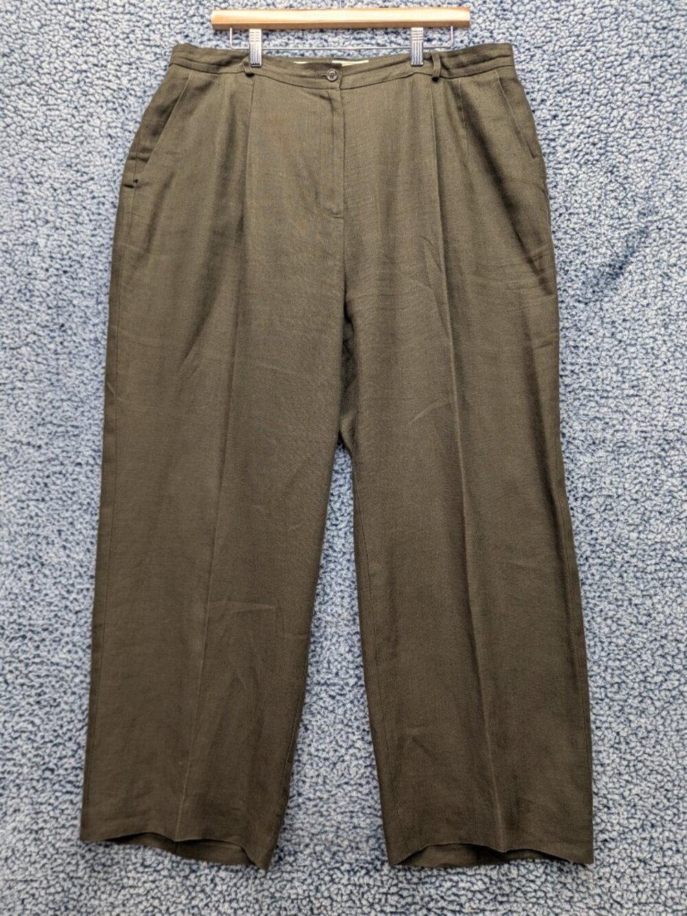 Vintage Talbots Irish Linen Classic Fit Dress Pants Size XXL Lined Office Brown
